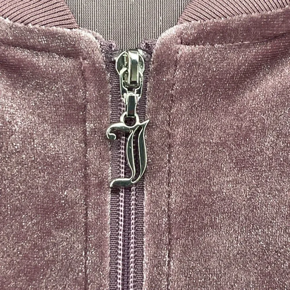 VTG Y2K Juicy Couture Lilac Shimmer Zip Up Velour Track Jacket